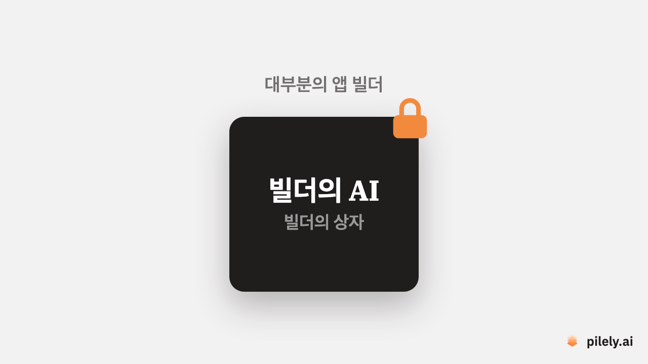 대부분의 앱 빌더: 빌더의 AI, 빌더의 상자